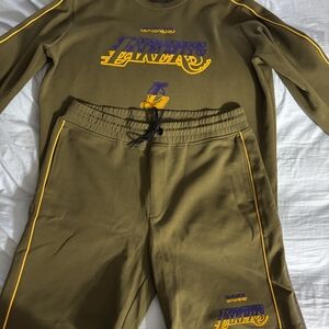 "Boss Edition" Lakers Set Olive Green Crewneck Sweater With Pants Sz Large - New